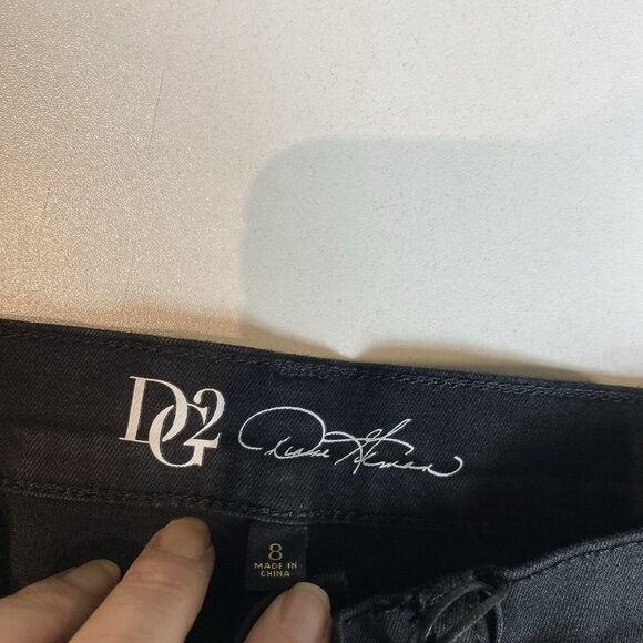 DG2 Diane Gilman Womens Jeans Black Classic Stretch Gemstone Leg Detail Sz 8 NWT - Picture 5 of 12